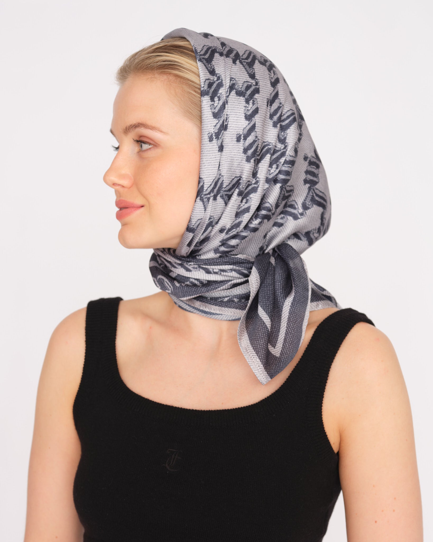 Juicy Couture Rose Foulard Scarf Black