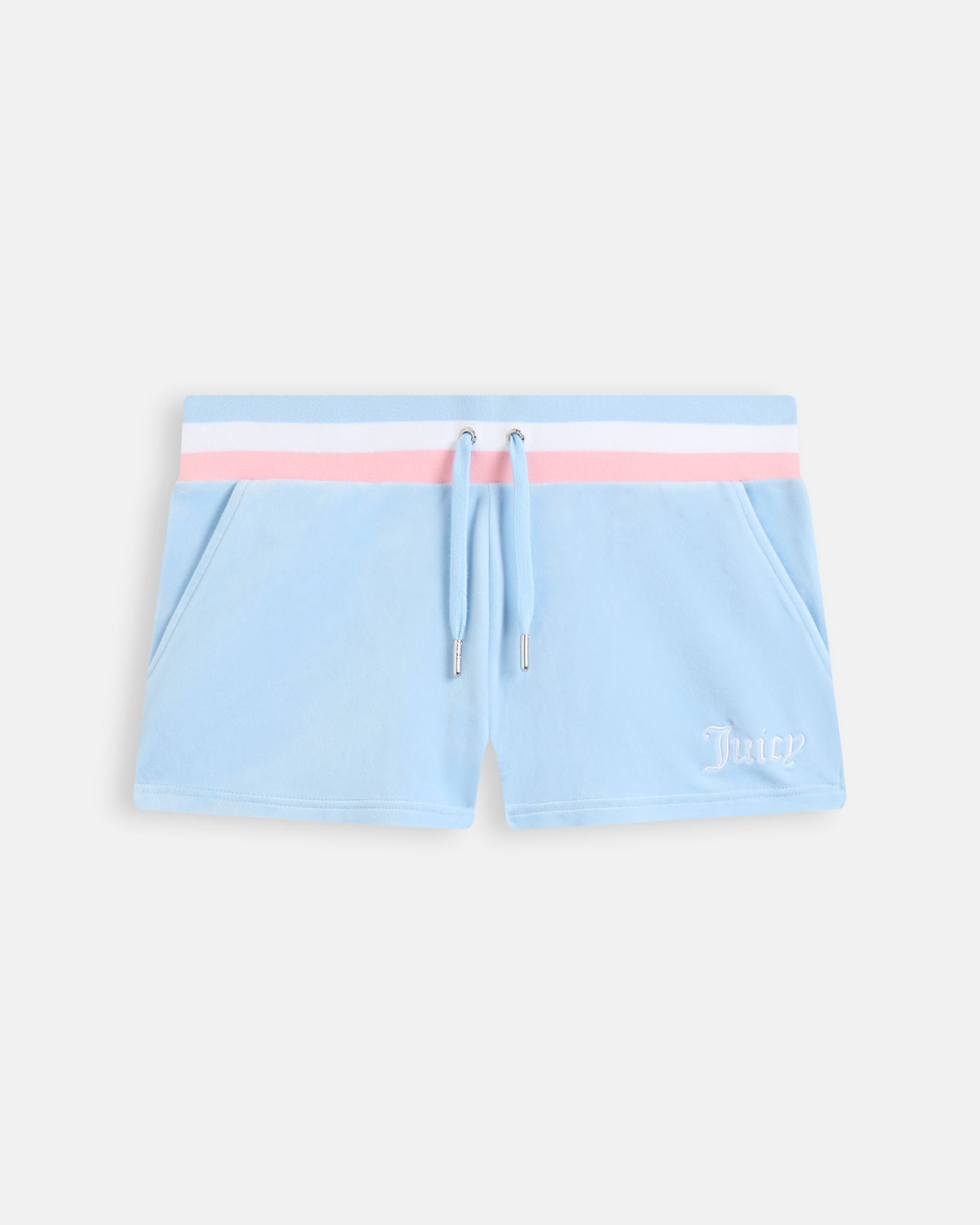 Velour Stripe Booty Shorts Powder Blue - Juicy Couture Scandinavia
