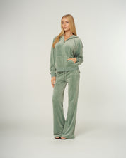 Classic Velour Layla Low Rise Pocket Flare Chinois Green - Juicy Couture Scandinavia
