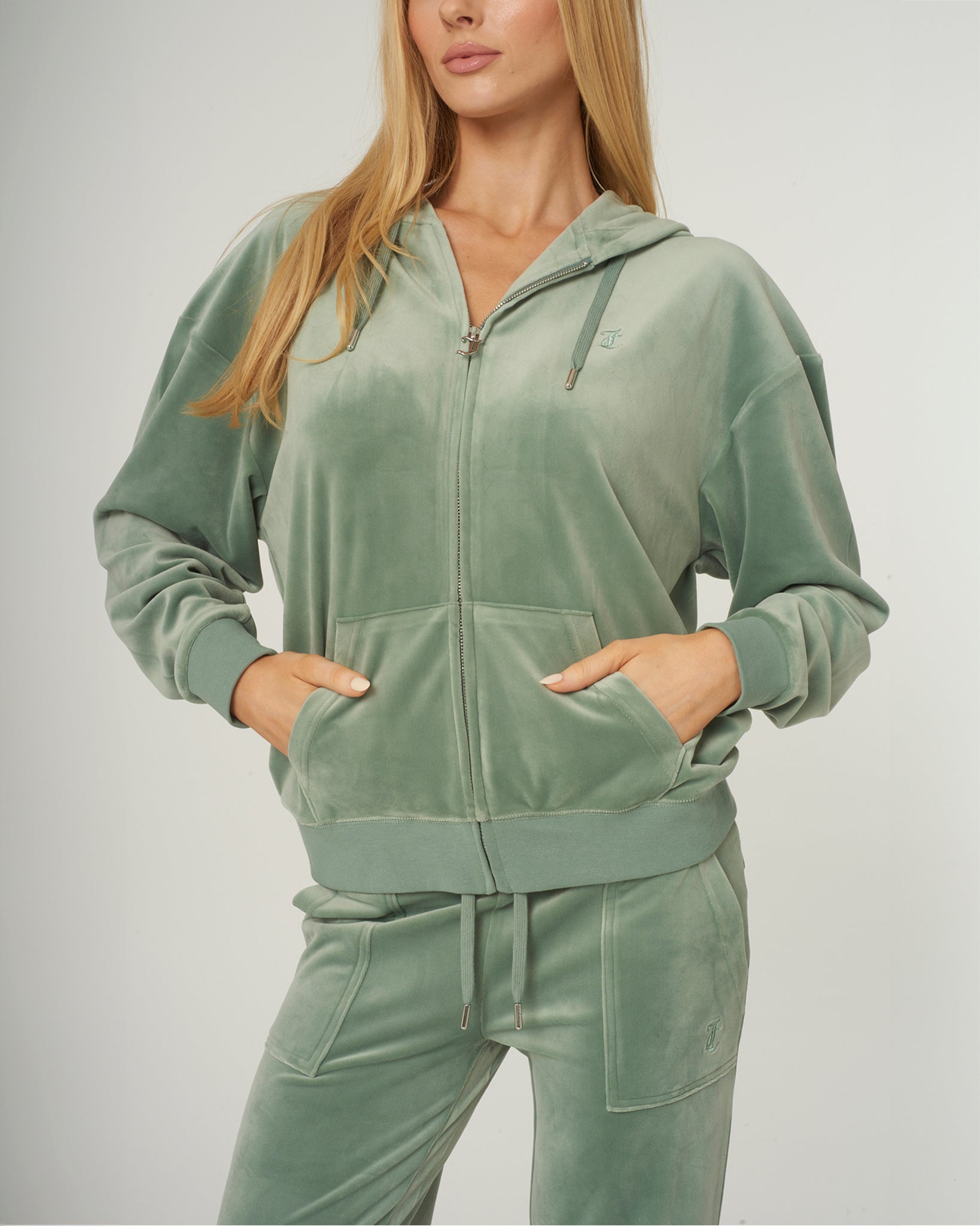 Halan Oversized Zip Through Hoodie Chinois Green - Juicy Couture Scandinavia