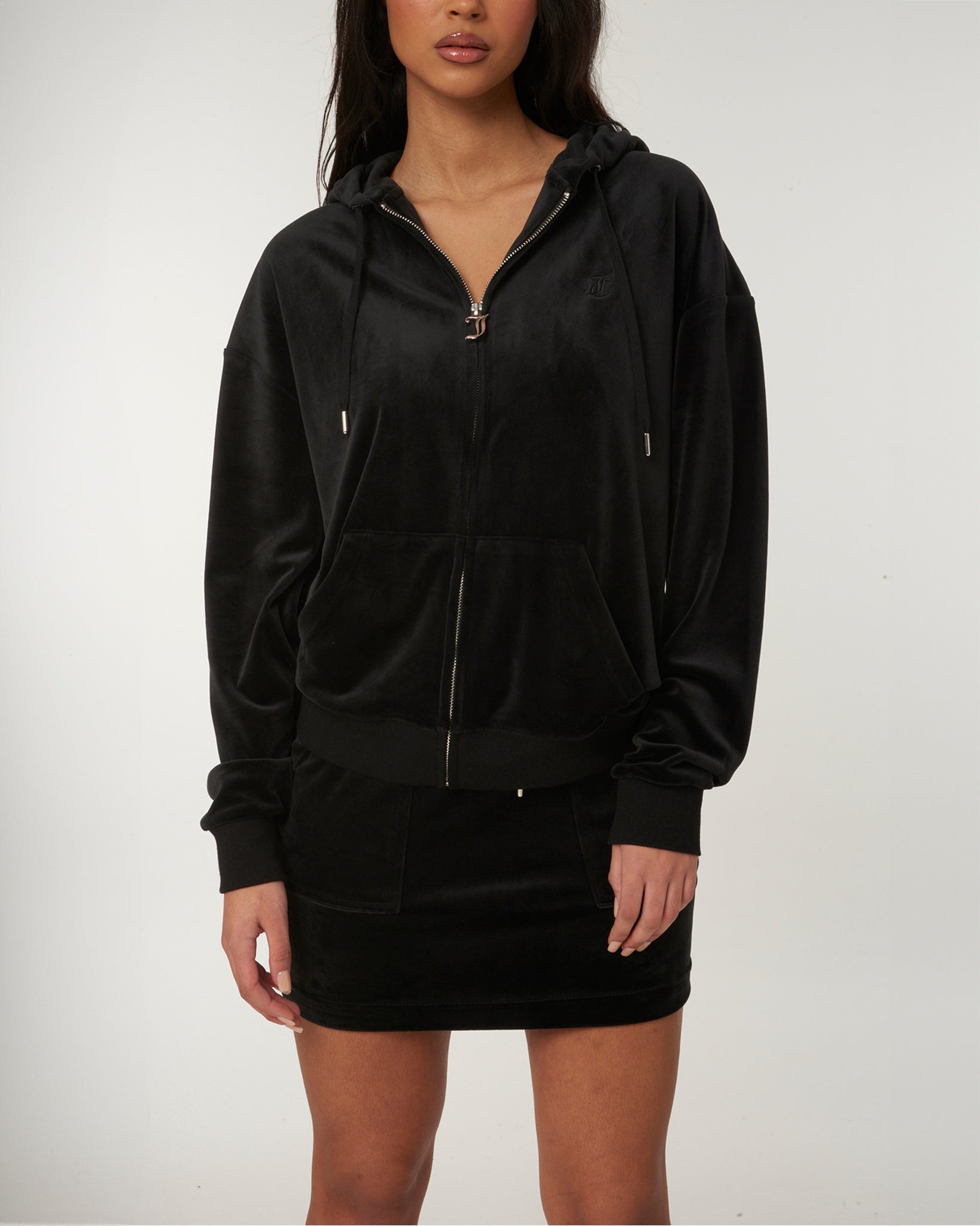 Halan Oversized Zip Through Hoodie Black - Juicy Couture Scandinavia