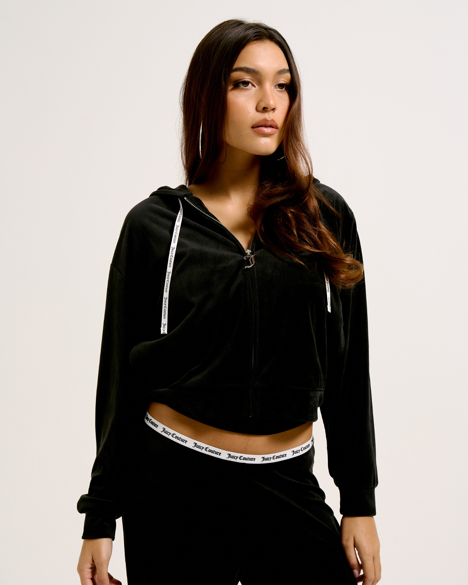 Liv Rib Velour Hoodie Black - Juicy Couture Scandinavia