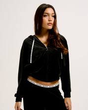 Liv Rib Velour Hoodie Black - Juicy Couture Scandinavia