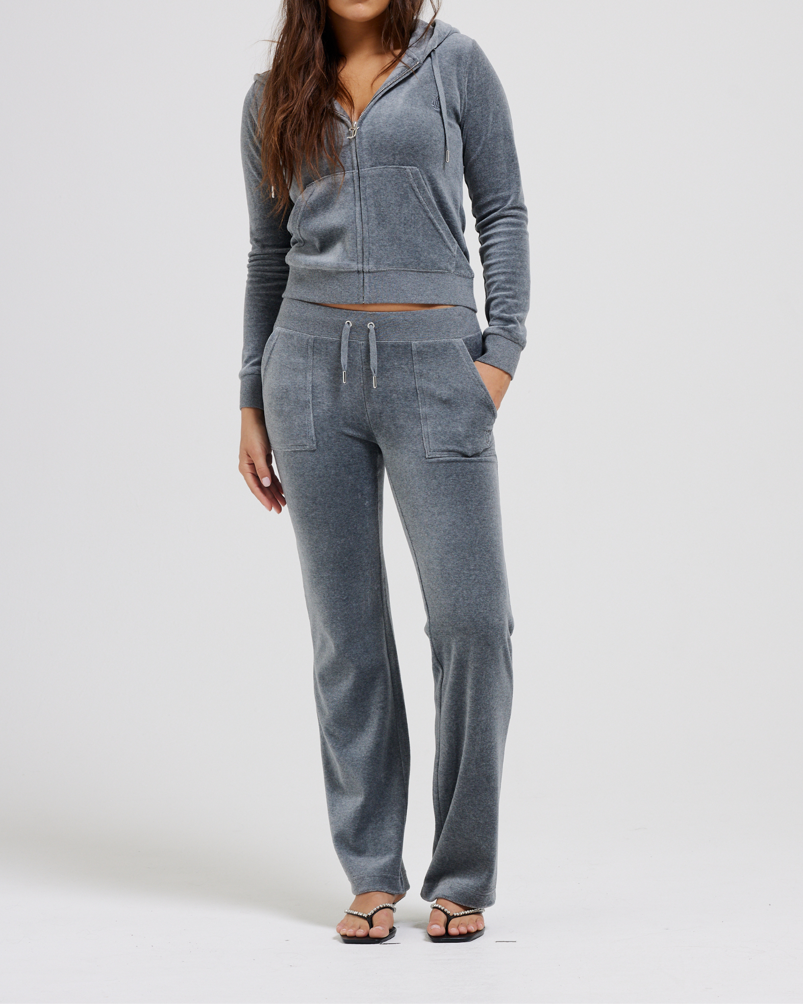 Juicy Couture Classic Velour Del Ray Pant Charcoal Marl