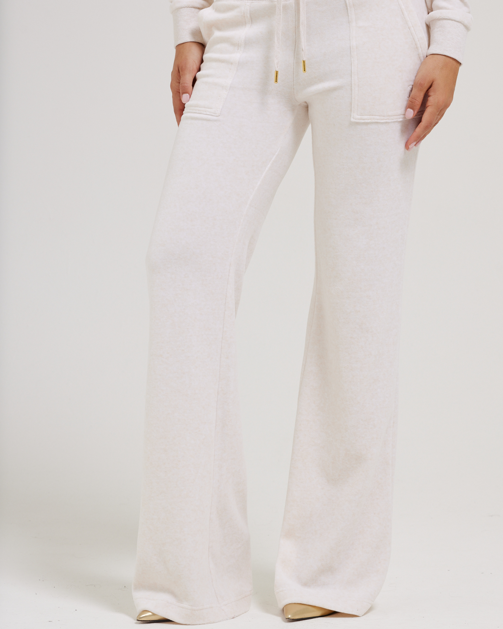 Classic Velour Layla Low Rise Pocket Flare Gold Oatmeal Marl - Juicy Couture Scandinavia