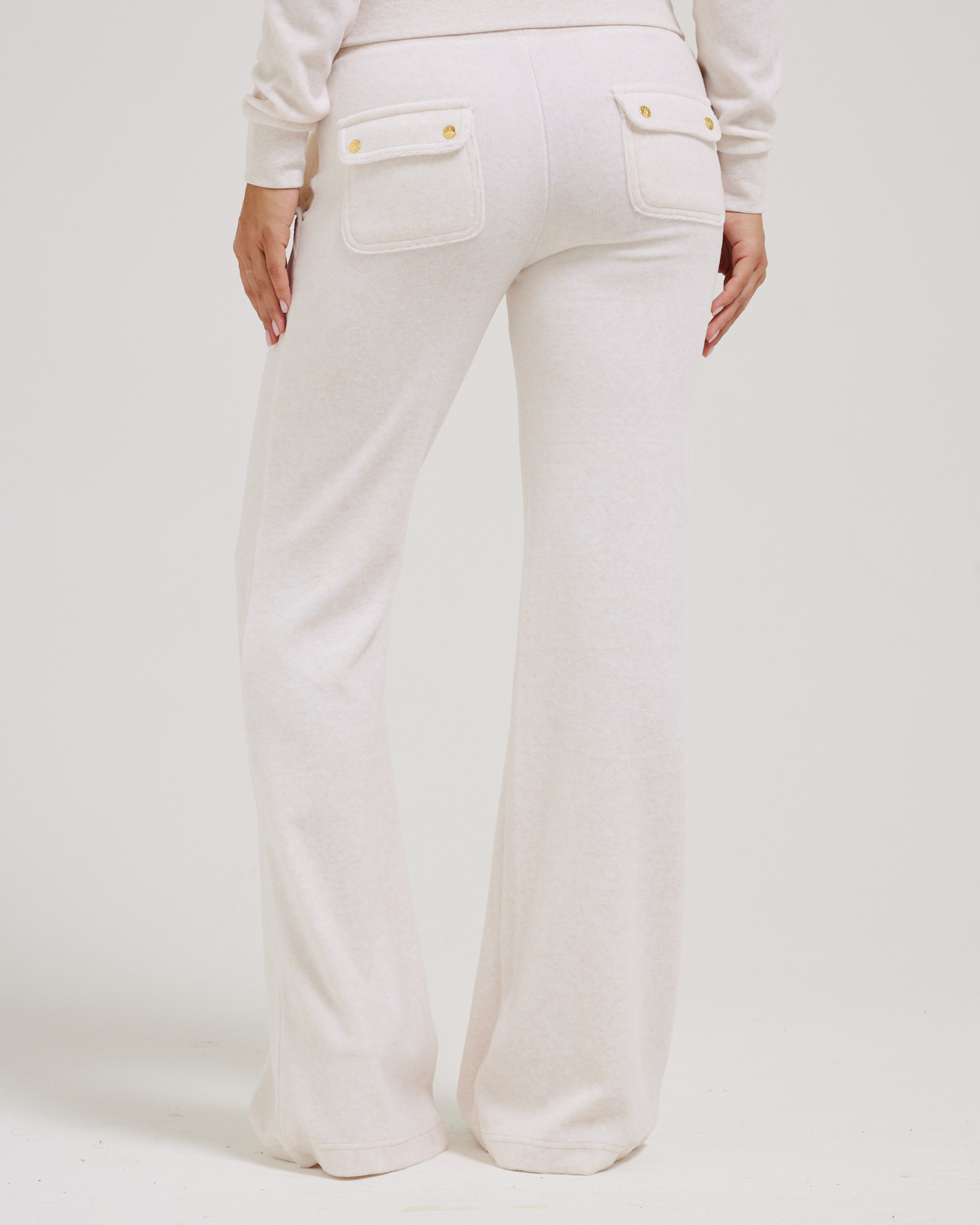 Classic Velour Layla Low Rise Pocket Flare Gold Oatmeal Marl - Juicy Couture Scandinavia