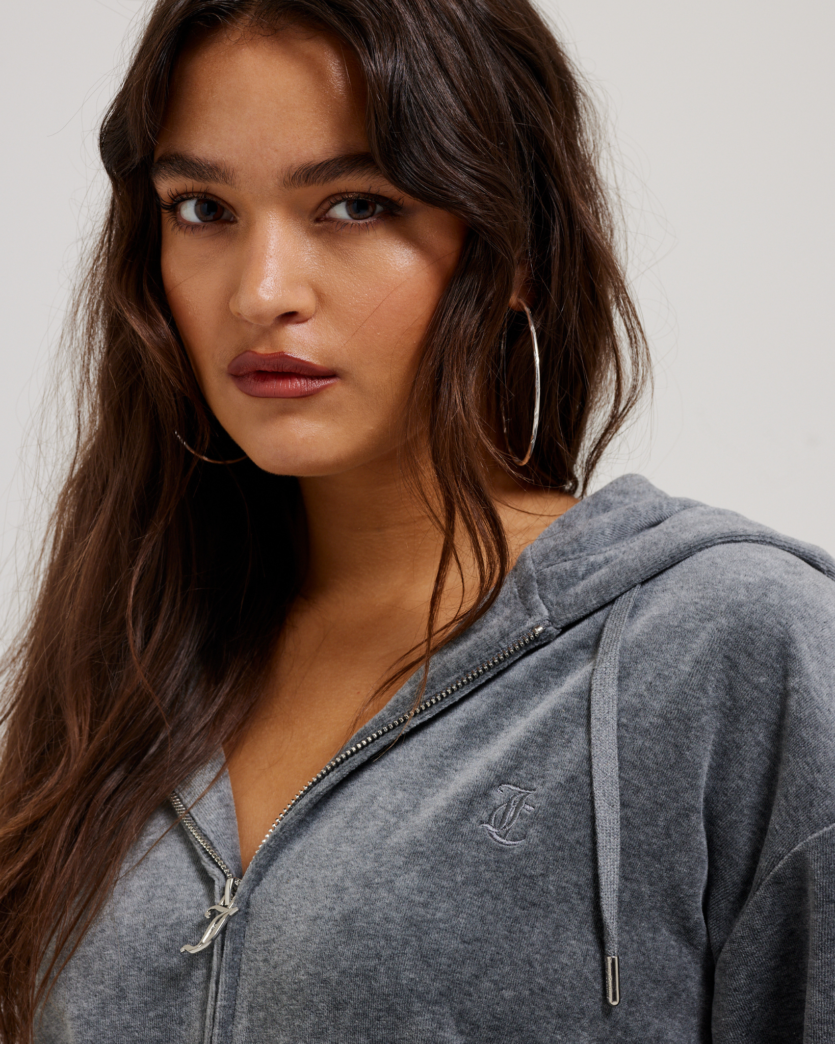 Halan Oversized Zip Through Hoodie Charcoal Marl - Juicy Couture Scandinavia