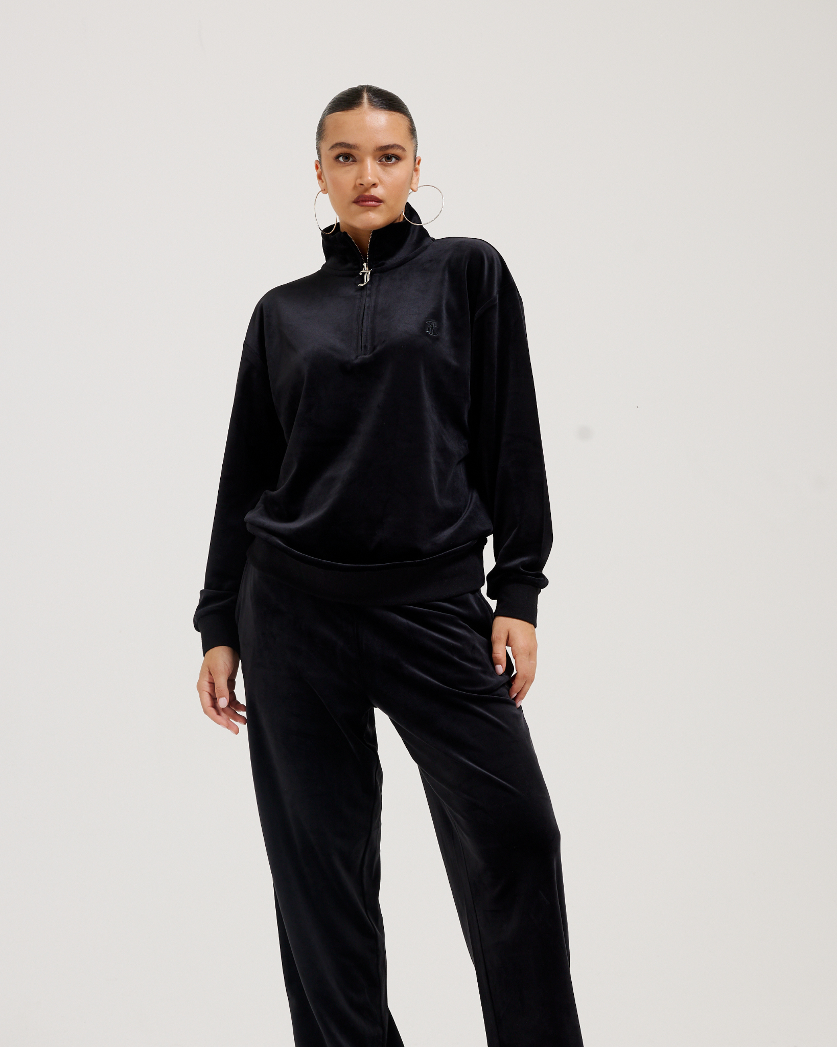 Classic Velour Oversized Pete Pullover Black - Juicy Couture Scandinavia