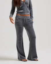 Classic Velour Layla Low Rise Pocket Flare Charcoal Marl - Juicy Couture Scandinavia