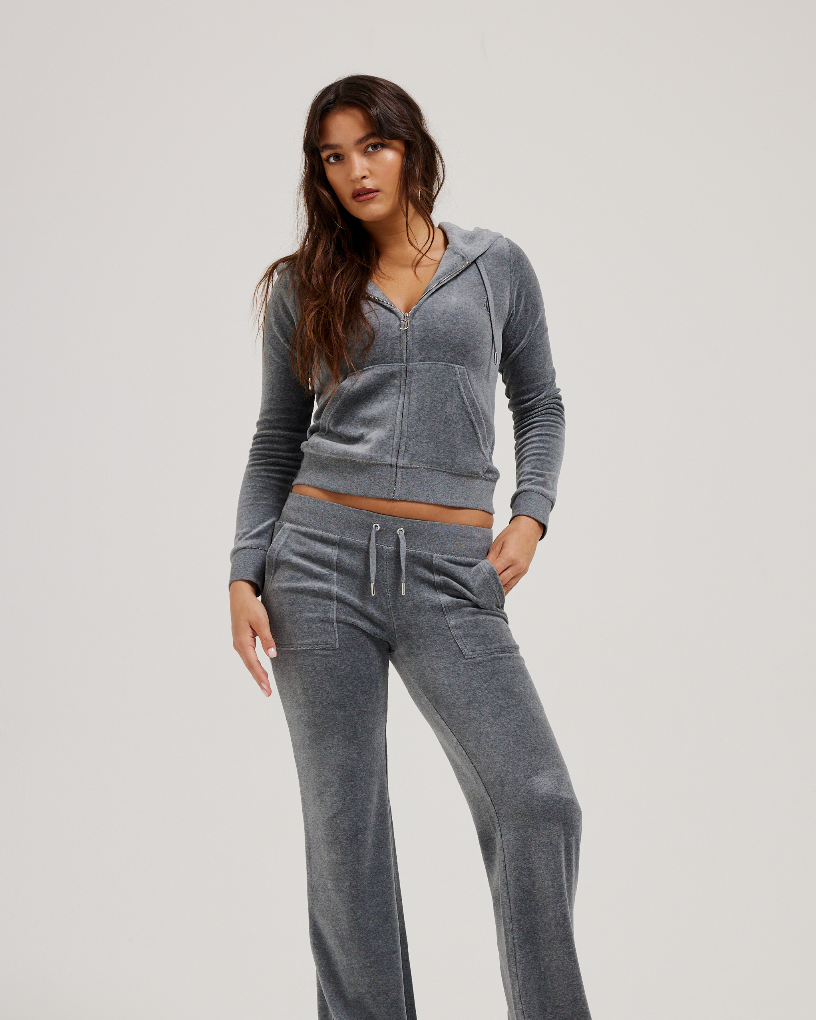 Classic Velour Robertson Zip Hoodie Charcoal Marl - Juicy Couture Scandinavia