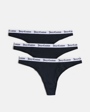 Dana Cotton Thong 3-pack Black - Juicy Couture Scandinavia