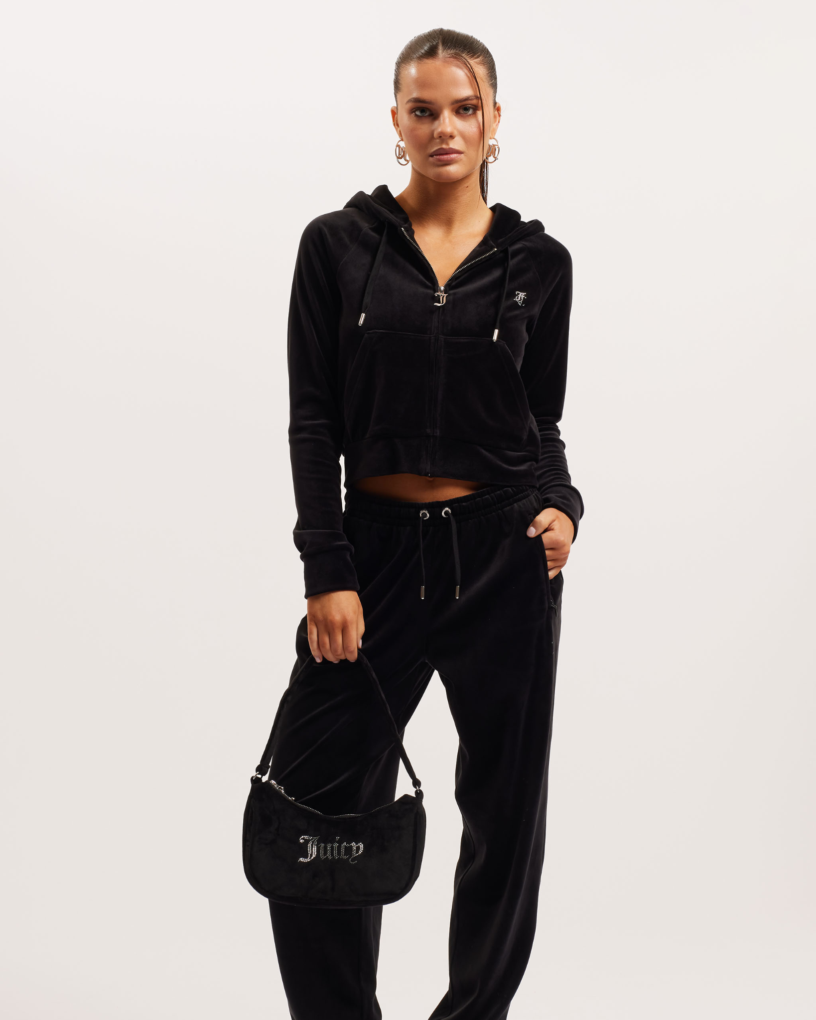 Classic Velour Madison Hoodie Black - Juicy Couture Scandinavia