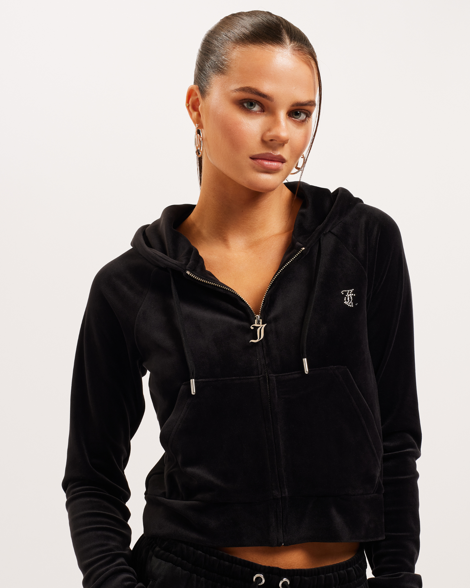 Classic Velour Madison Hoodie Black - Juicy Couture Scandinavia
