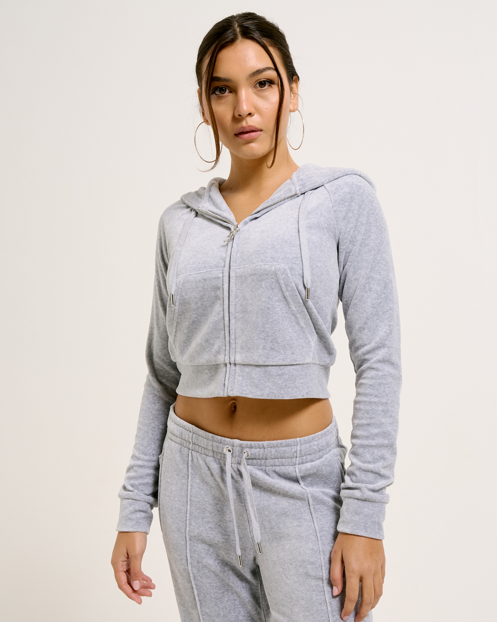 Juicy Couture Classic Velour Madison Hoodie Silver Marl