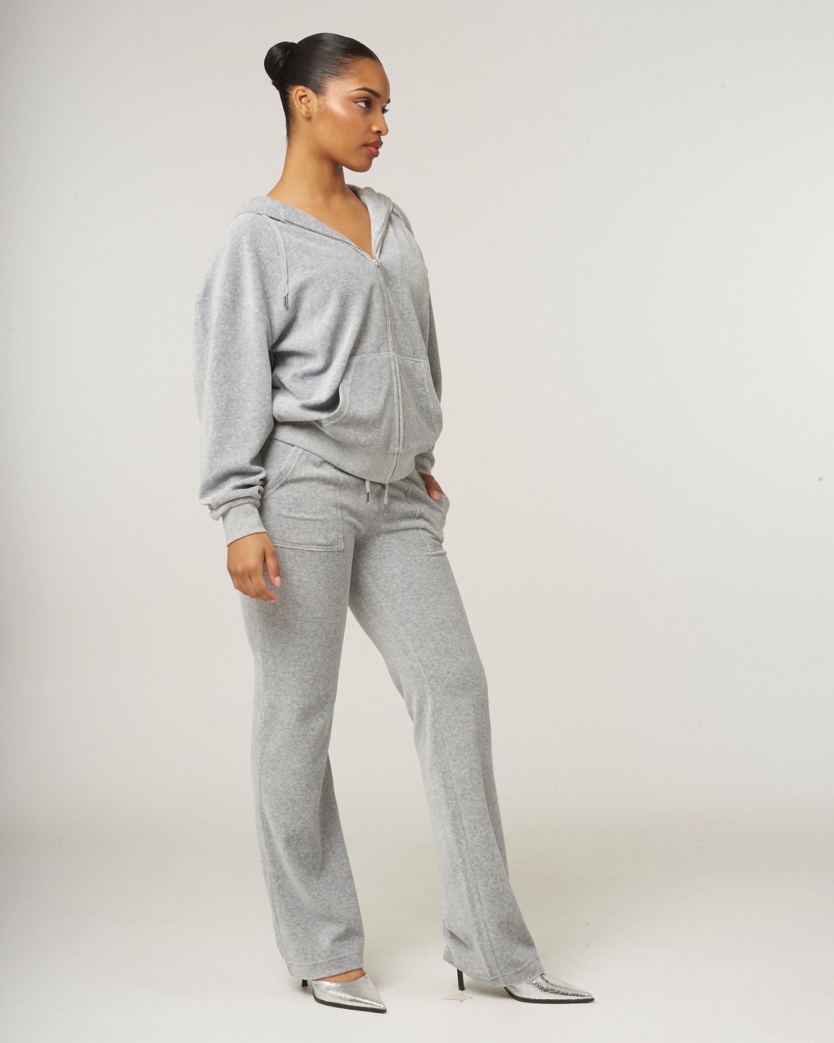 Halan Oversized Zip Through Hoodie Silver Marl - Juicy Couture Scandinavia