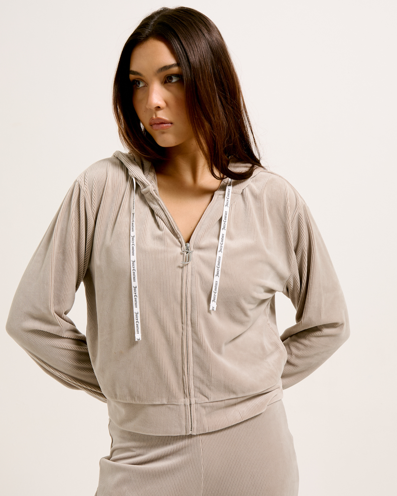 Liv Rib Velour Hoodie String - Juicy Couture Scandinavia