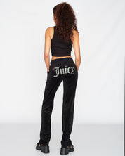 Classic Velour Del Ray Diamante Diamante Pant Black - Juicy Couture Scandinavia