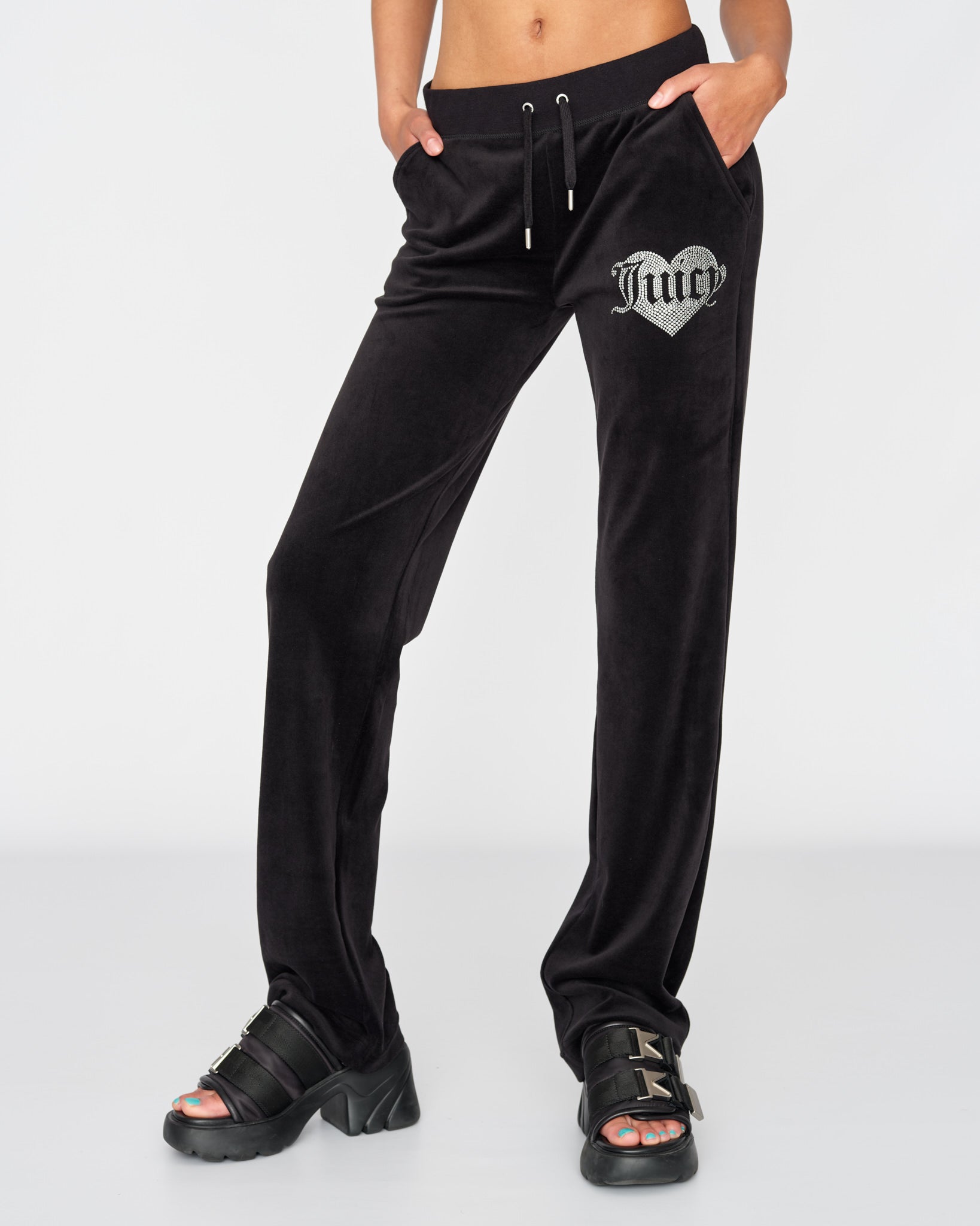 Classic Velour Del Ray Diamante Diamante Pant Black - Juicy Couture Scandinavia