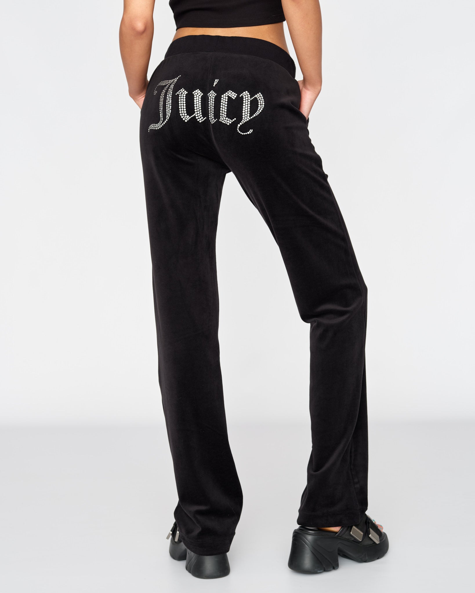Classic Velour Del Ray Diamante Diamante Pant Black - Juicy Couture Scandinavia