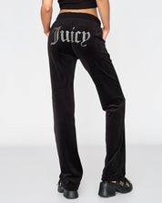 Classic Velour Del Ray Diamante Diamante Pant Black - Juicy Couture Scandinavia