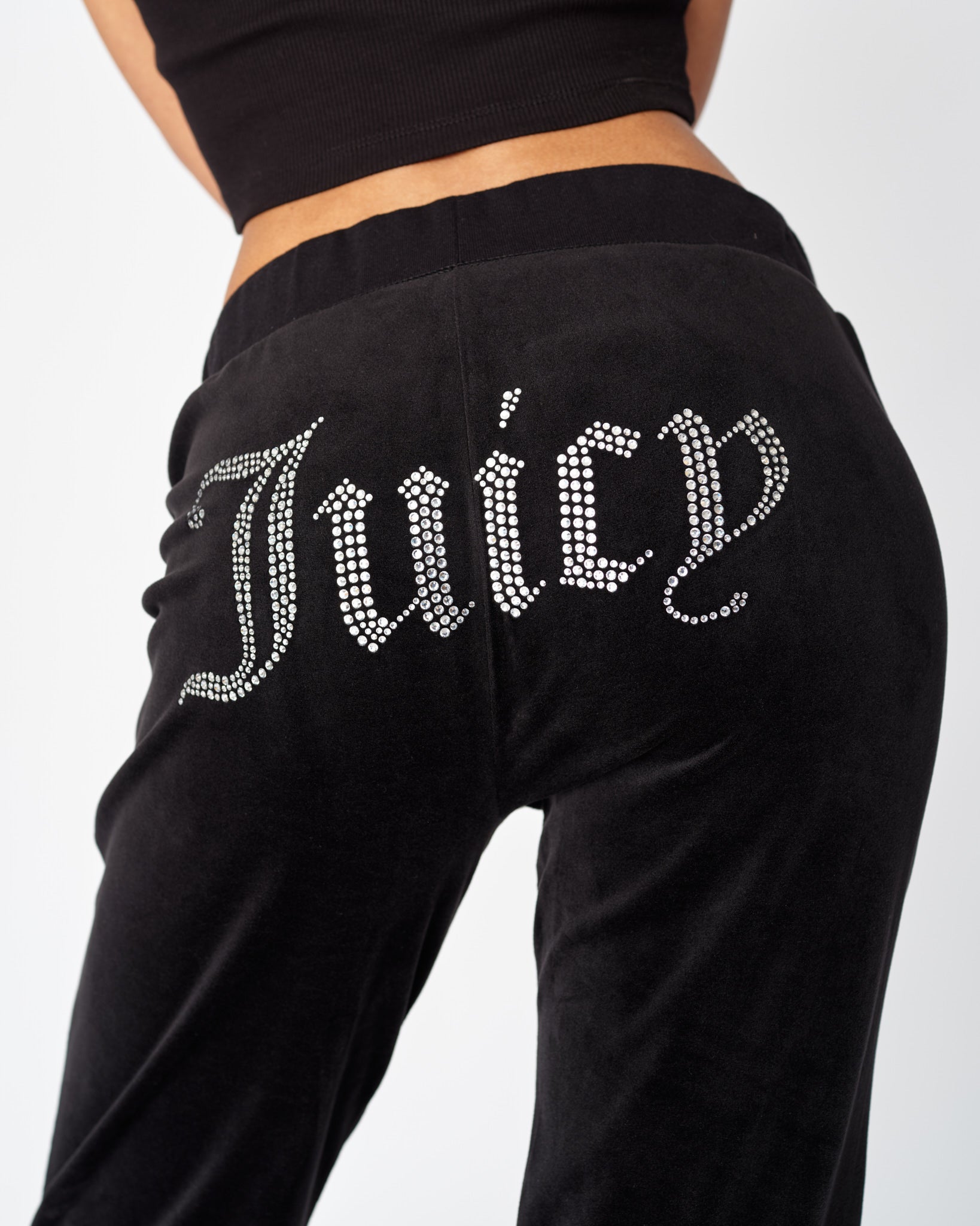 Classic Velour Del Ray Diamante Diamante Pant Black - Juicy Couture Scandinavia