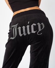 Classic Velour Del Ray Diamante Diamante Pant Black - Juicy Couture Scandinavia