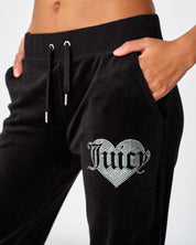 Classic Velour Del Ray Diamante Diamante Pant Black - Juicy Couture Scandinavia