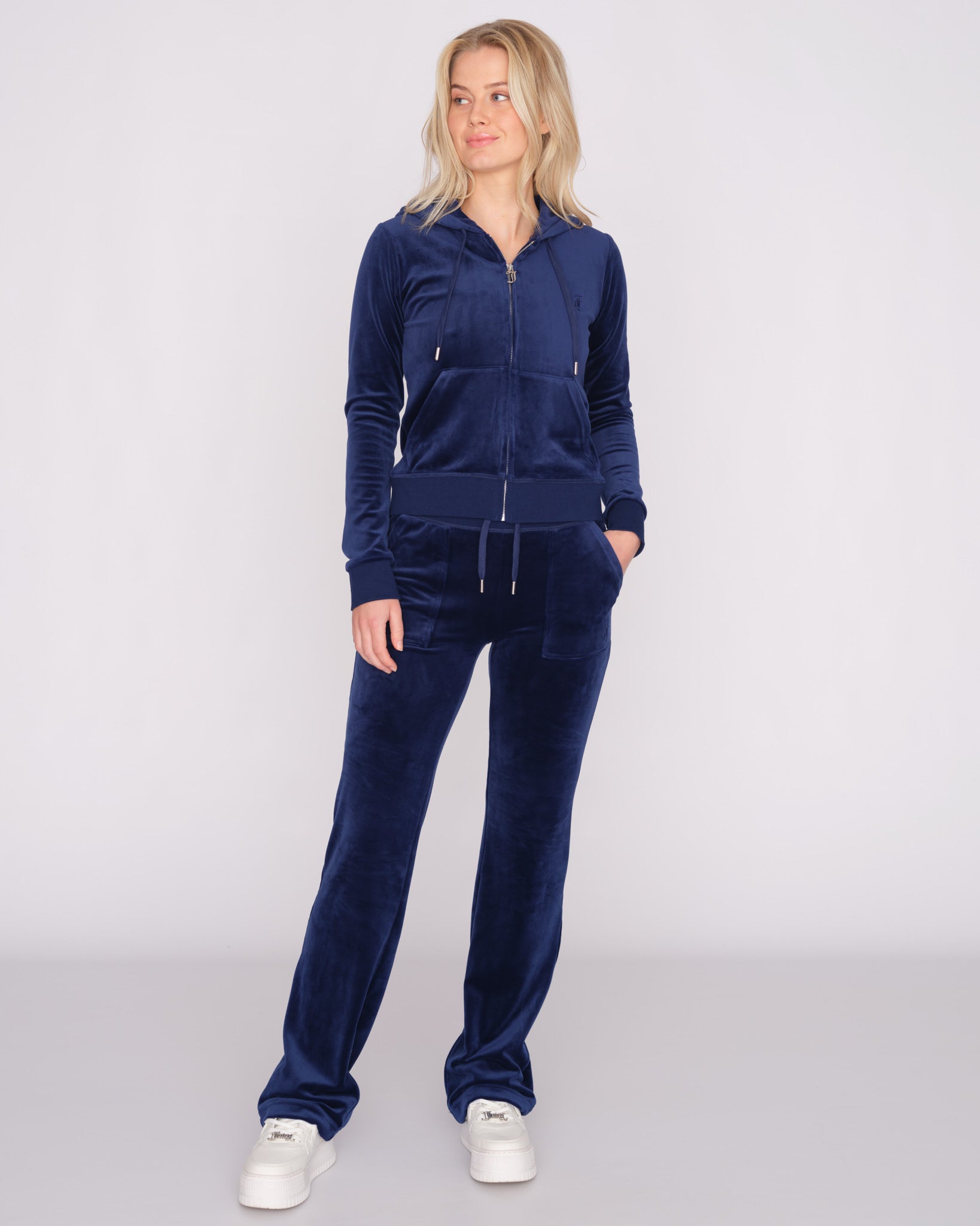 Classic Velour Robertson Zip Hoodie Blue Depths - Juicy Couture Scandinavia