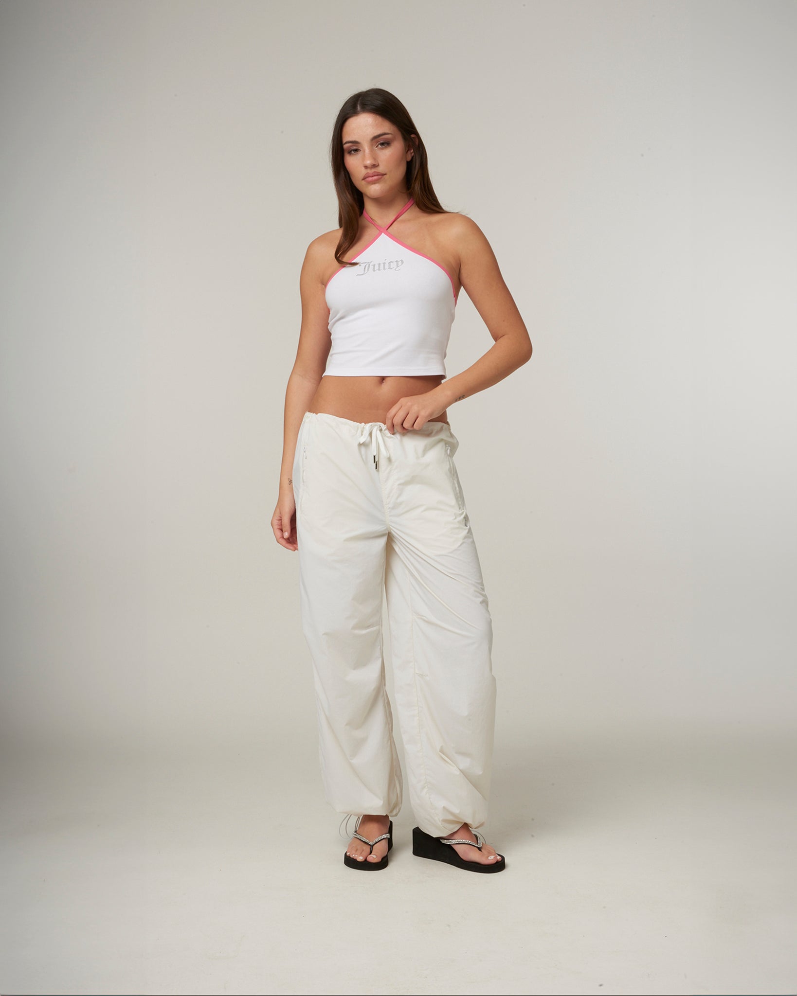 Contrast Halter Top White