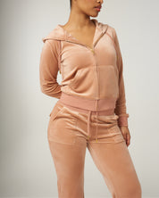 Classic Velour Robertson Zip Hoodie Cafe au Lait Gold