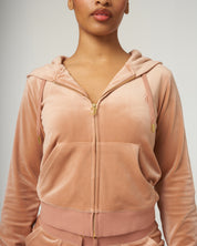 Classic Velour Robertson Zip Hoodie Cafe au Lait Gold