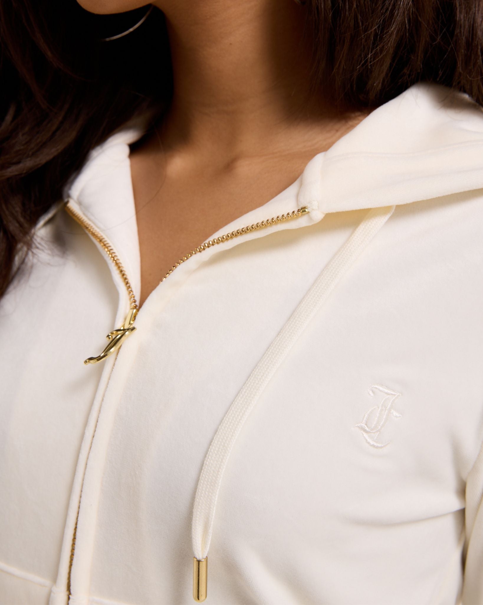 Classic Velour Robertson Zip Hoodie Sugar Swizzle Gold - Juicy Couture Scandinavia