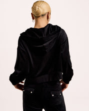 Classic Velour Brendal Crop Oversized Zip Hoodie Black - Juicy Couture Scandinavia