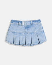 Crest Pleated Denim Skirt Light Wash - Juicy Couture Scandinavia