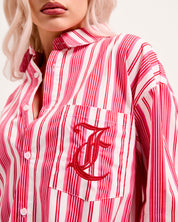 Oversized Cotton Stripe Long Sleeve Shirt Stripe - Juicy Couture Scandinavia