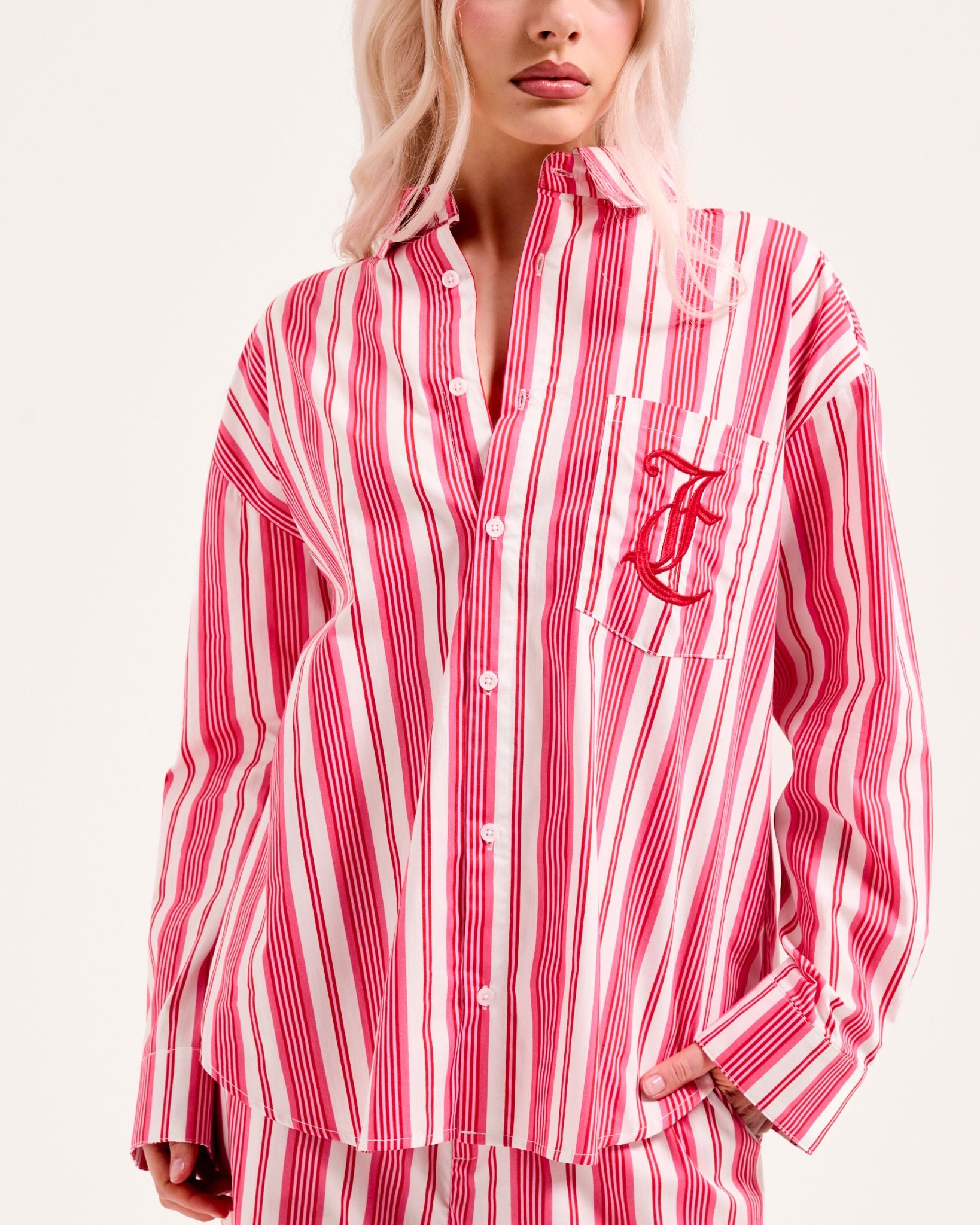 Oversized Cotton Stripe Long Sleeve Shirt Stripe - Juicy Couture Scandinavia