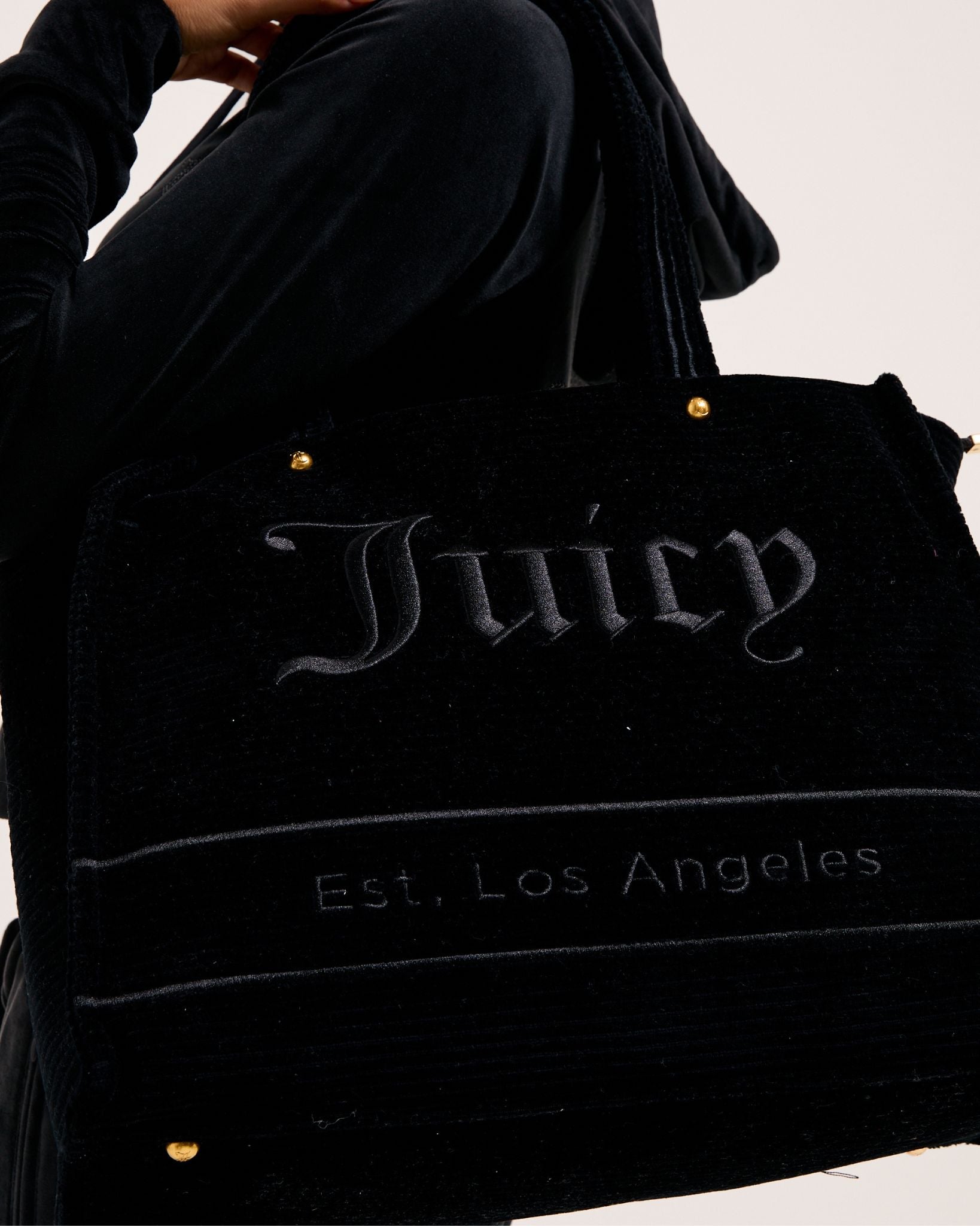 Iris Large Velvet Shopping Bag Black - Juicy Couture Scandinavia