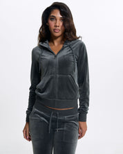 Classic Velour Robertson Zip Hoodie Raven - Juicy Couture Scandinavia