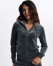 Classic Velour Robertson Zip Hoodie Raven - Juicy Couture Scandinavia