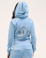 Heritage Palm Tree Crest Robyn Hoodie Dusk Blue - Juicy Couture Scandinavia