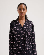 Estelle & Nolan Pyjama Set Pink & Black Crown Print