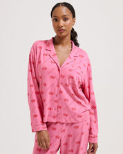 Estelle & Nolan Pyjama Set Pink & Red Crown Print