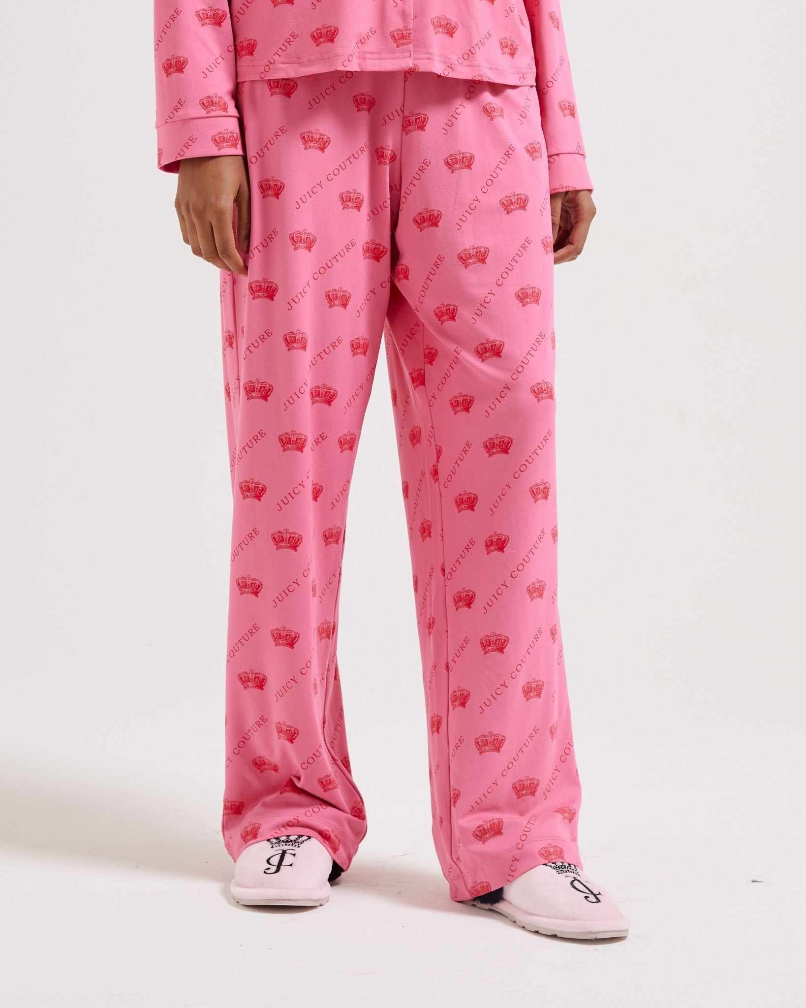 Estelle & Nolan Pyjama Set Pink & Red Crown Print