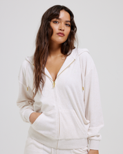 Halan Oversized Zip Through Hoodie Gold Oatmeal Marl