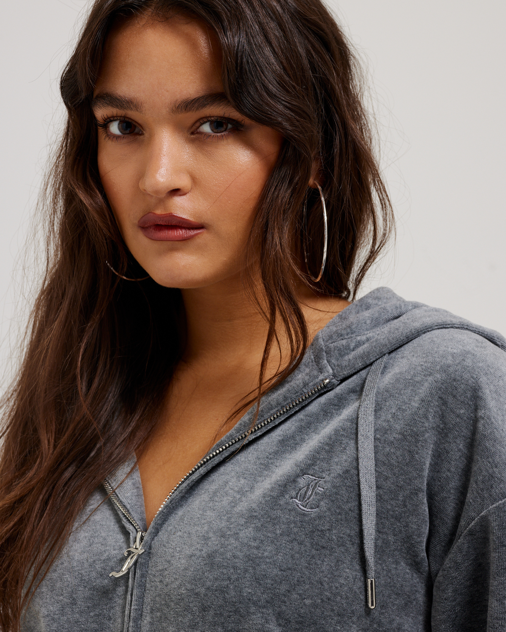 Halan Oversized Zip Through Hoodie Charcoal Marl