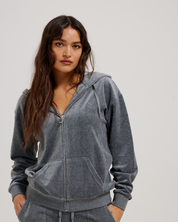 Halan Oversized Zip Through Hoodie Charcoal Marl