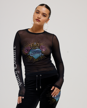 Sacred Heart Mesh LS Top Black