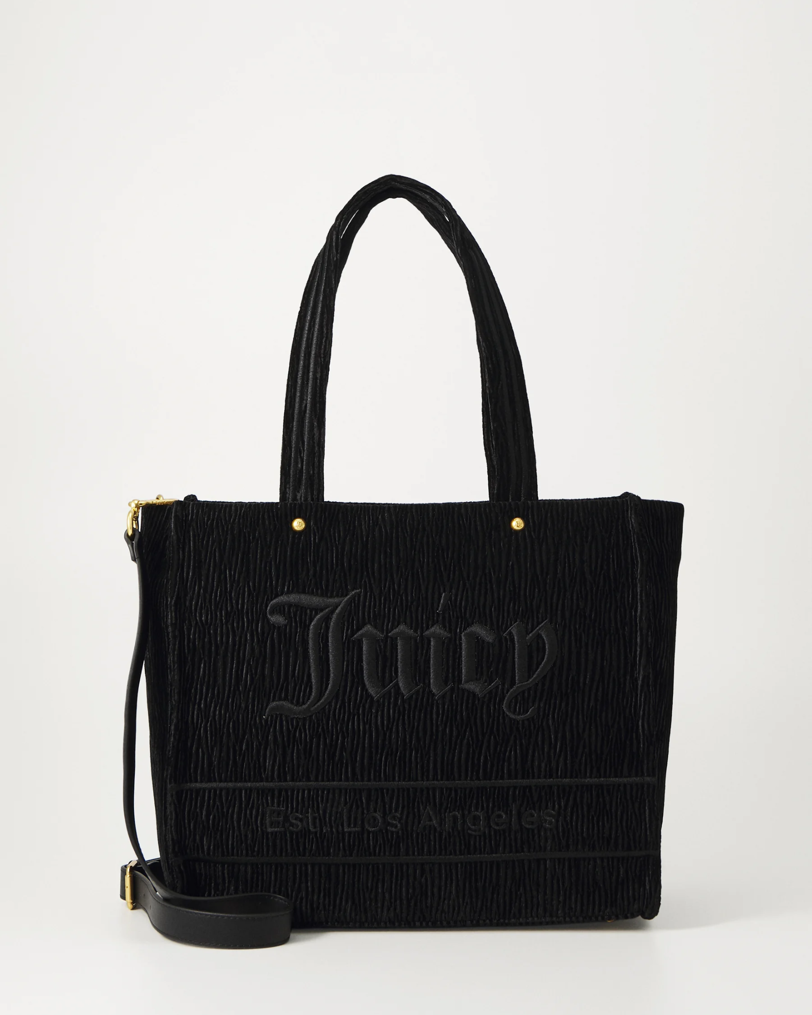 Iris Crinkled Velvet Large Shopping bag Black