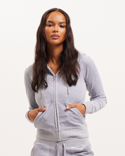 Classic Velour Robertson Zip Hoodie Silver Marl