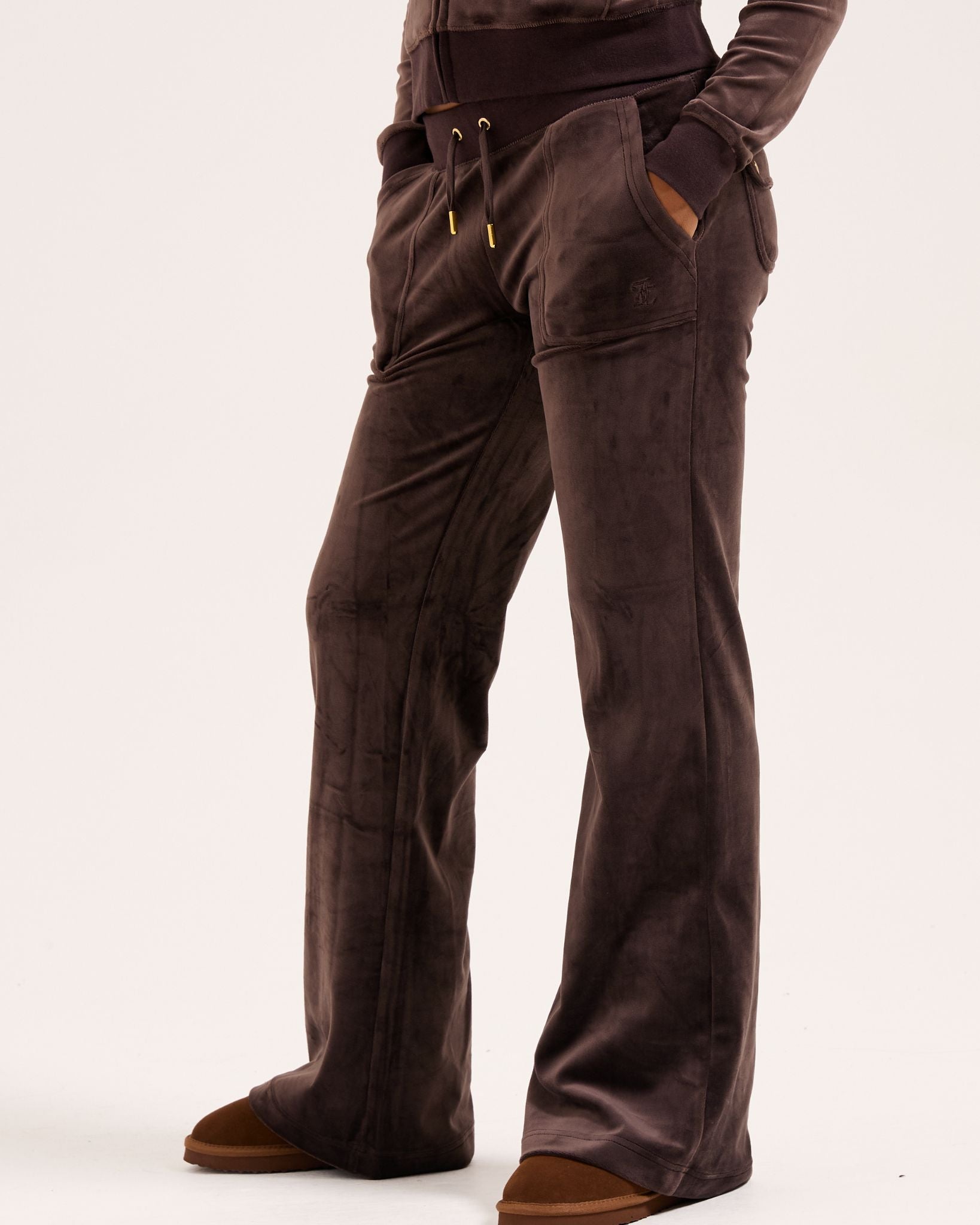 Classic Velour Layla Low Rise Pocket Flare Gold Java - Juicy Couture Scandinavia